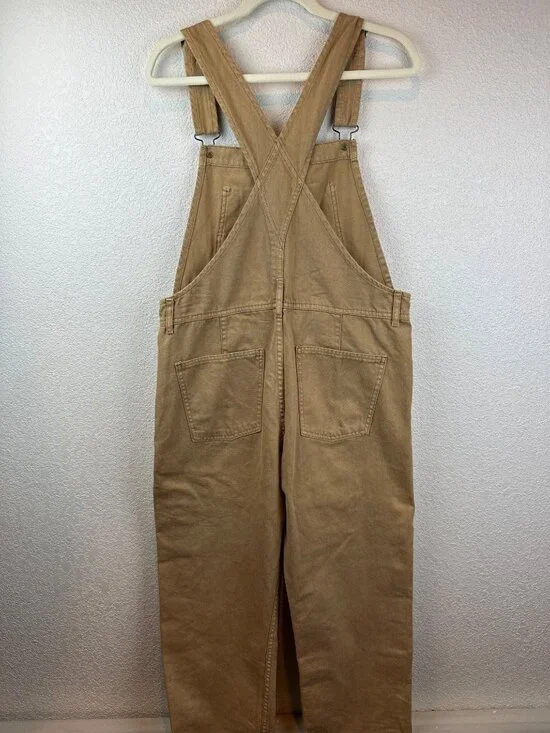 Free People We The Free Tan Medium Overalls Wide Straight Leg Utility Boho - Picture 9 of 10